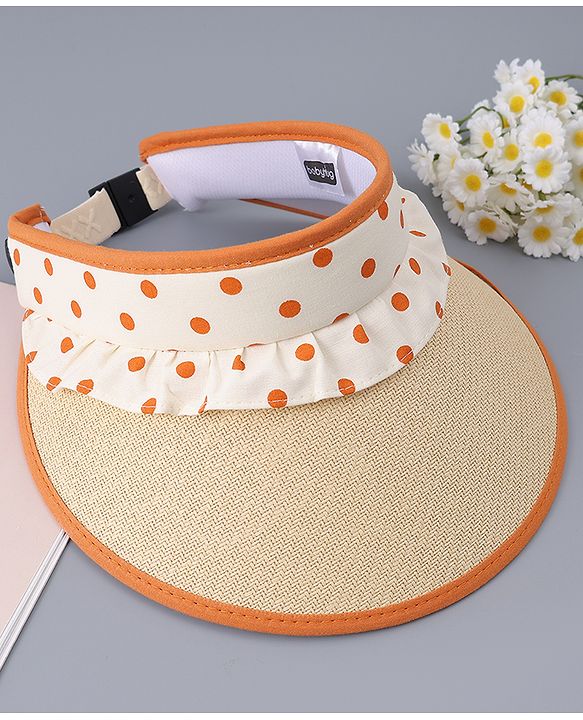Babyhug Free Size Visor Cap With Polka Dot Print - Brown