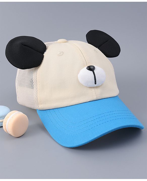 Babyhug Free Size Baseball Cap With Teddy Bear & Ear Applique - Pink