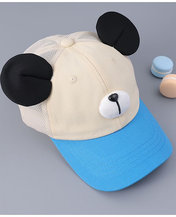 Babyhug Free Size Baseball Cap With Teddy Bear & Ear Applique - Pink