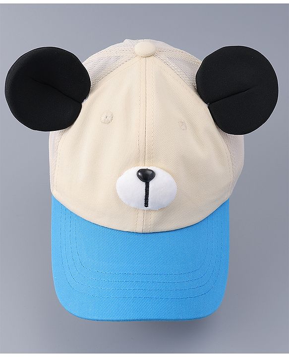 Babyhug Free Size Baseball Cap With Teddy Bear & Ear Applique - Pink