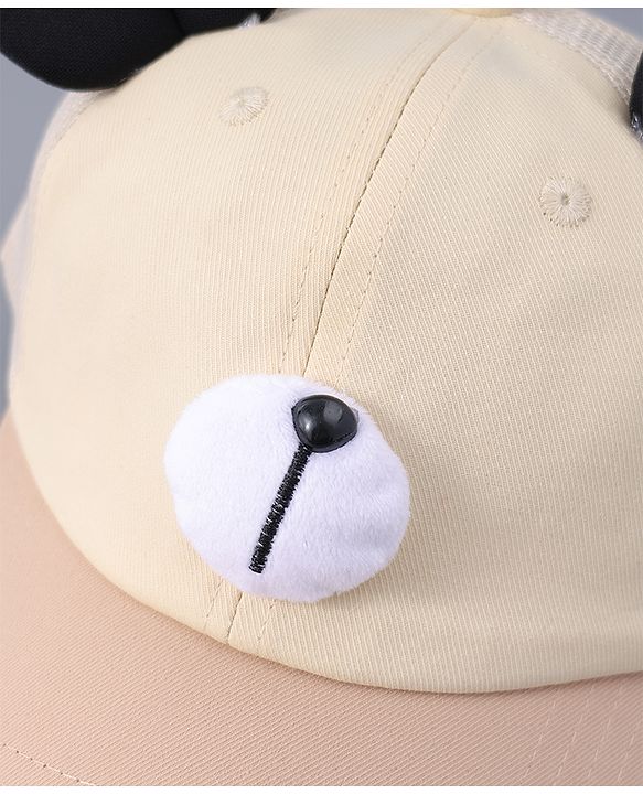 Babyhug Free Size Baseball Cap With Teddy Bear & Ear Applique - Pink