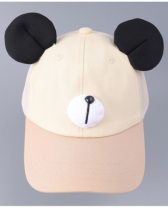 Babyhug Free Size Baseball Cap With Teddy Bear & Ear Applique - Pink