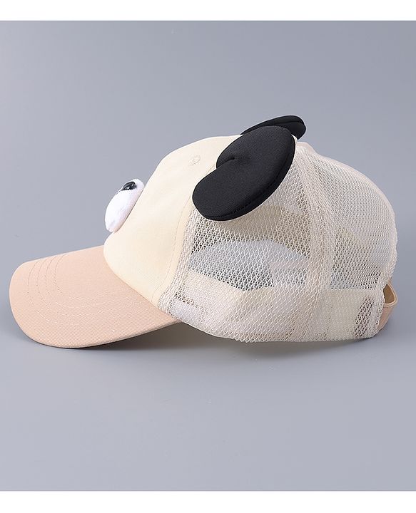 Babyhug Free Size Baseball Cap With Teddy Bear & Ear Applique - Pink