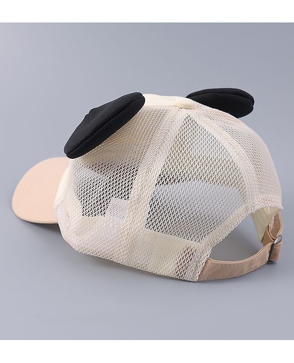 Babyhug Free Size Baseball Cap With Teddy Bear & Ear Applique - Pink