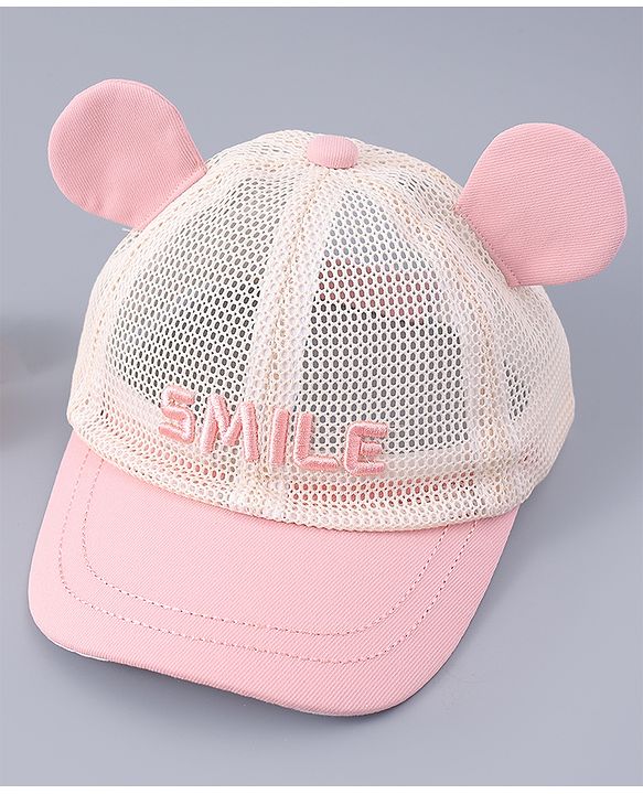 Babyhug Free Size Baseball Cap With Ear Applique - Pink