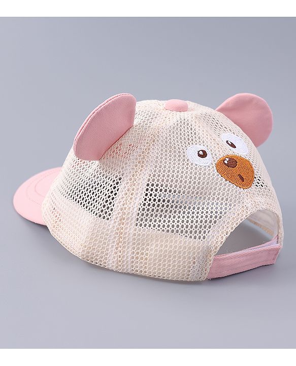Babyhug Free Size Baseball Cap With Ear Applique - Pink