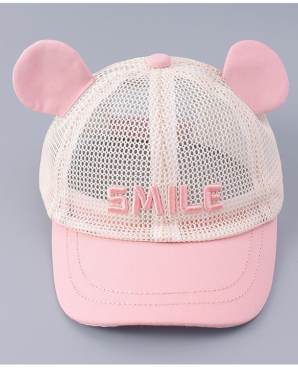 Babyhug Free Size Baseball Cap With Ear Applique - Pink
