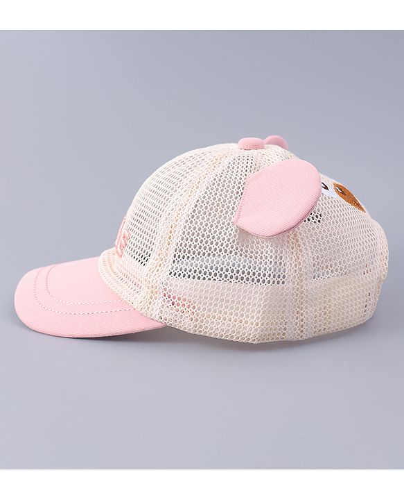 Babyhug Free Size Baseball Cap With Ear Applique - Pink