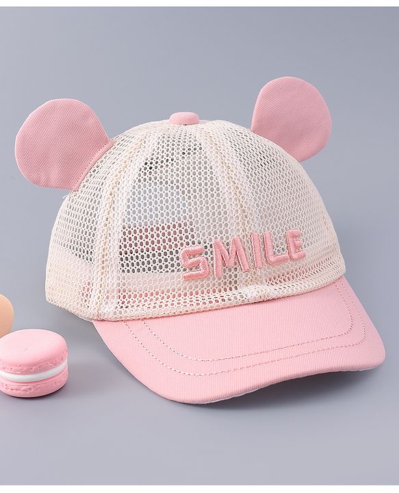 Babyhug Free Size Baseball Cap With Ear Applique - Pink