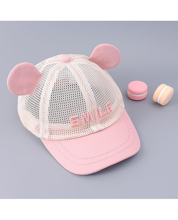Babyhug Free Size Baseball Cap With Ear Applique - Pink
