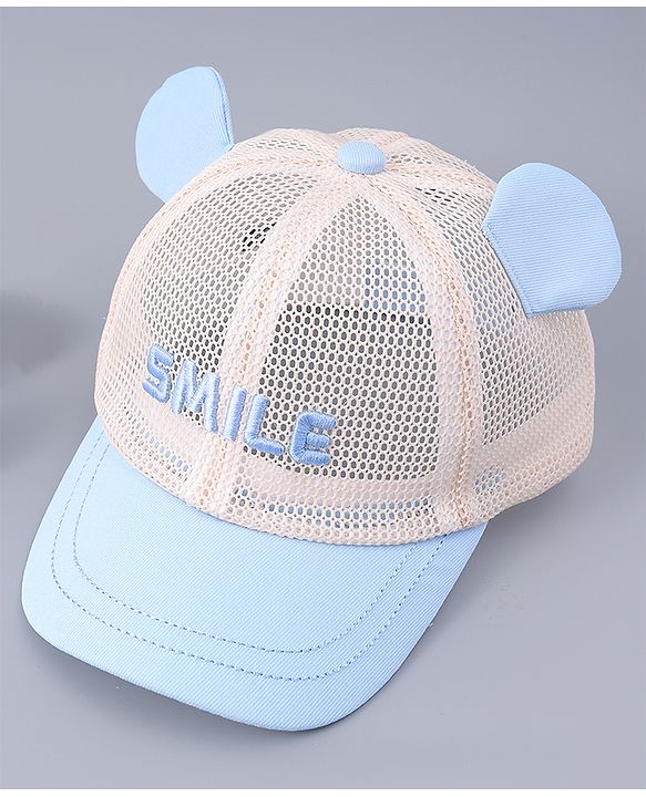 Babyhug Free Size Baseball Cap With Ear Applique - Light Blue