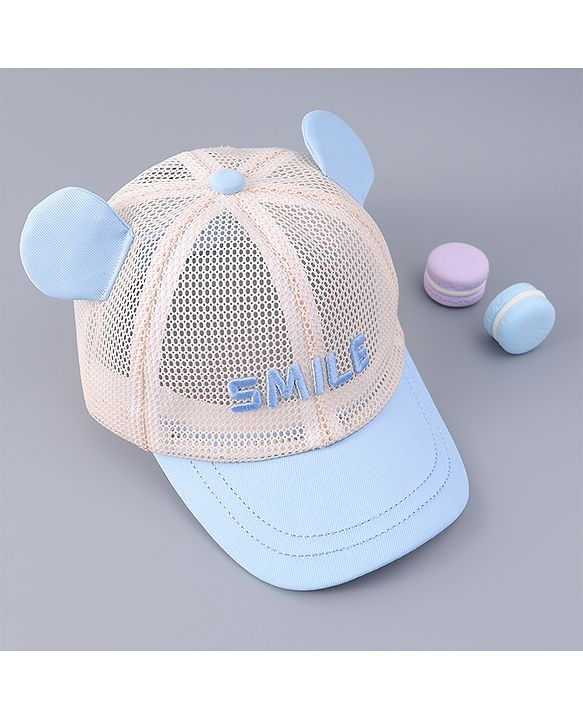 Babyhug Free Size Baseball Cap With Ear Applique - Light Blue