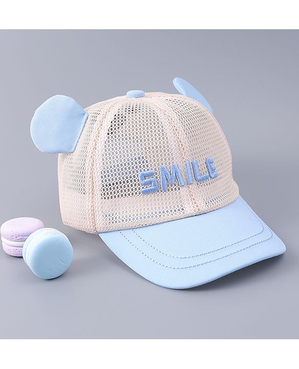 Babyhug Free Size Baseball Cap With Ear Applique - Light Blue