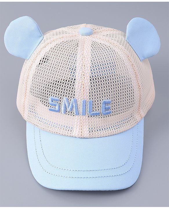 Babyhug Free Size Baseball Cap With Ear Applique - Light Blue