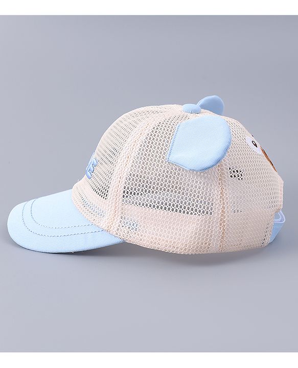 Babyhug Free Size Baseball Cap With Ear Applique - Light Blue