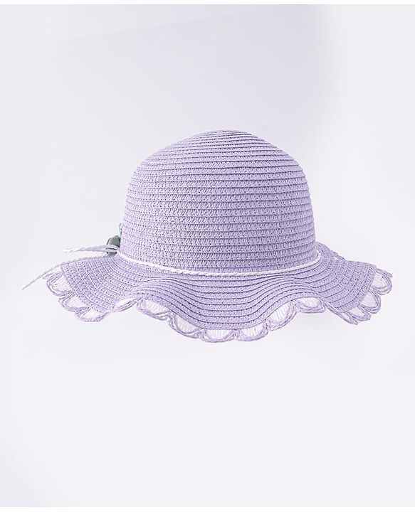 Babyhug Free Size Straw Hat With Floral Applique - Purple