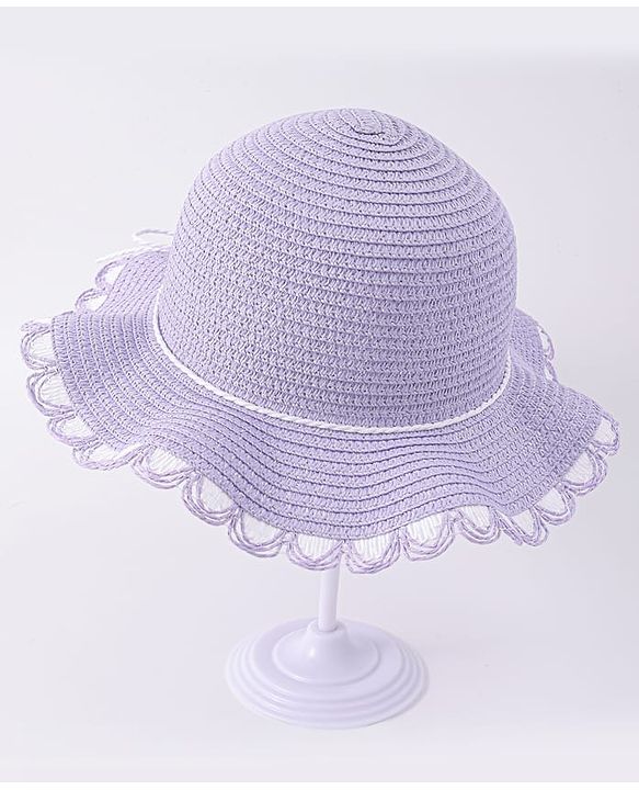 Babyhug Free Size Straw Hat With Floral Applique - Purple