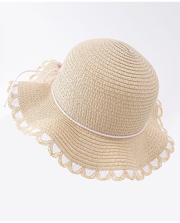 Babyhug Free Size Straw Hat With Floral Applique - Purple