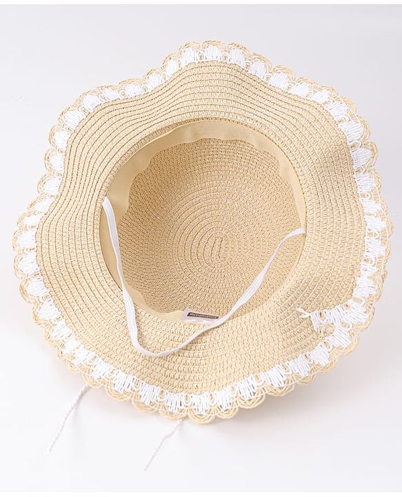 Babyhug Free Size Straw Hat With Floral Applique - Purple