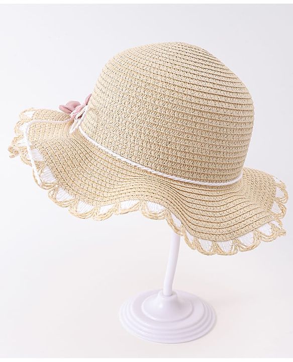Babyhug Free Size Straw Hat With Floral Applique - Purple