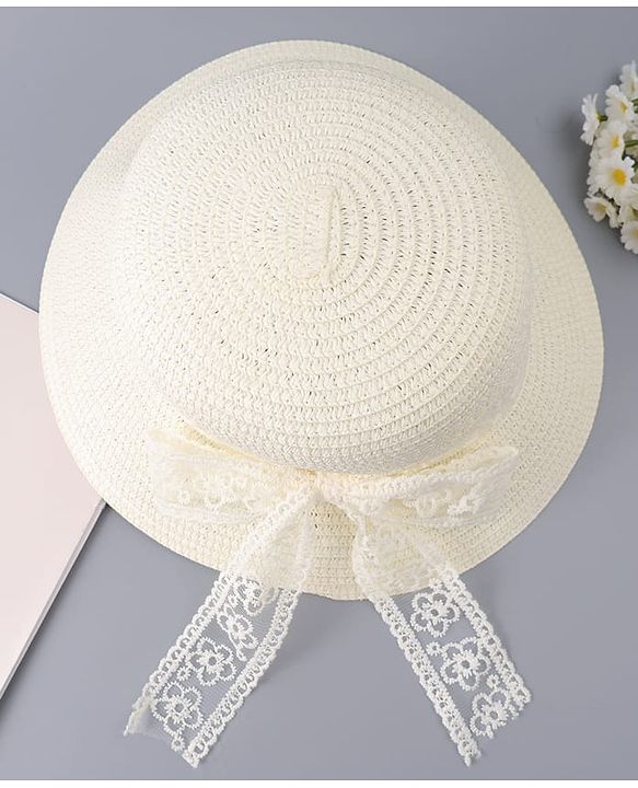 Babyhug Free Size Straw Hat With Bow Applique - Off White
