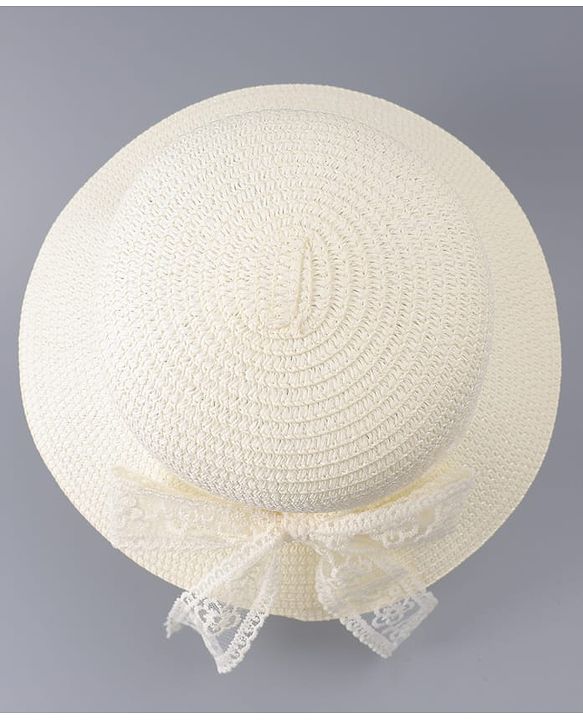 Babyhug Free Size Straw Hat With Bow Applique - Off White