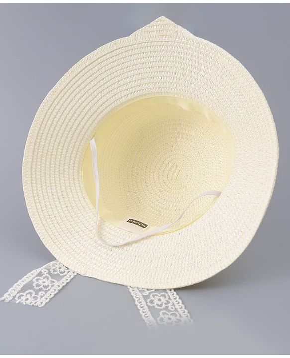 Babyhug Free Size Straw Hat With Bow Applique - Off White
