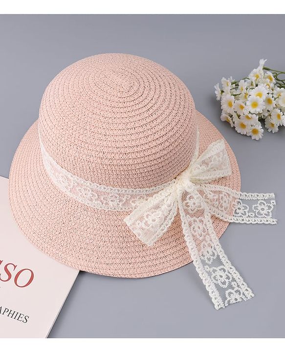 Babyhug Free Size Straw Hat With Bow Applique - Off White