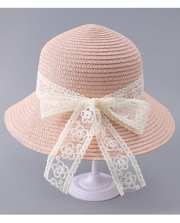 Babyhug Free Size Straw Hat With Bow Applique - Off White