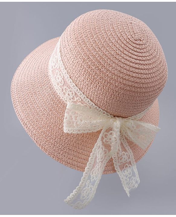 Babyhug Free Size Straw Hat With Bow Applique - Off White