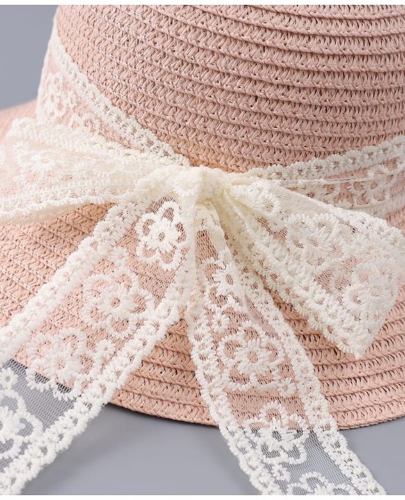 Babyhug Free Size Straw Hat With Bow Applique - Off White