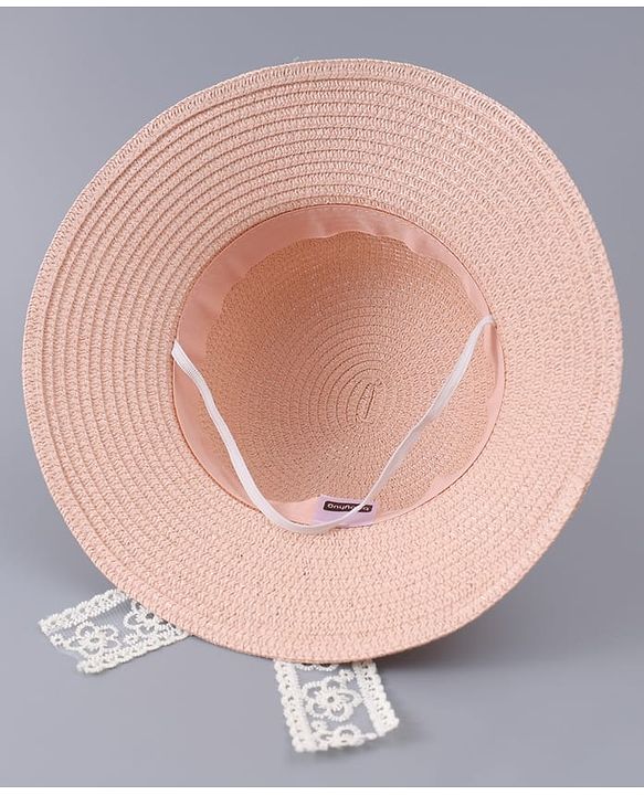 Babyhug Free Size Straw Hat With Bow Applique - Off White