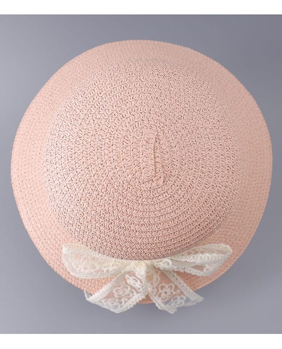 Babyhug Free Size Straw Hat With Bow Applique - Off White