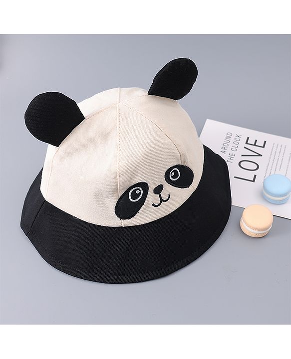 Babyhug Free Size Bucket Hat With Animal Print & Ear Applique - Black
