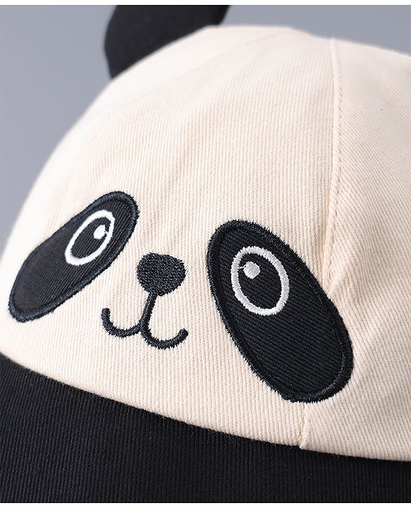 Babyhug Free Size Bucket Hat With Animal Print & Ear Applique - Black