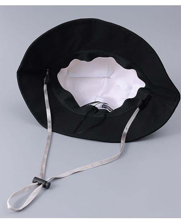 Babyhug Free Size Bucket Hat With Animal Print & Ear Applique - Black