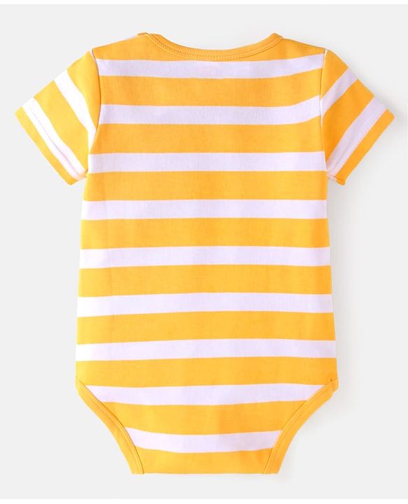 Babyhug 100% Cotton Knit Half Sleeves Dino Printed Onesies  Pack of 3 - Red Yellow & Navy