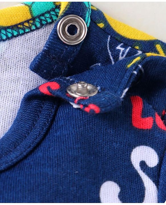 Babyhug 100% Cotton Knit Half Sleeves Dino Printed Onesies  Pack of 3 - Red Yellow & Navy