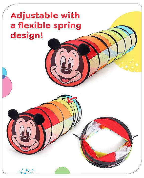 Babyhug Disney Mickey Crawling Play Tunnel for Toddlers|Colourful Pop up Crawl thorugh| Foldable Tunnel for Kids 2+ Years|MultiColour