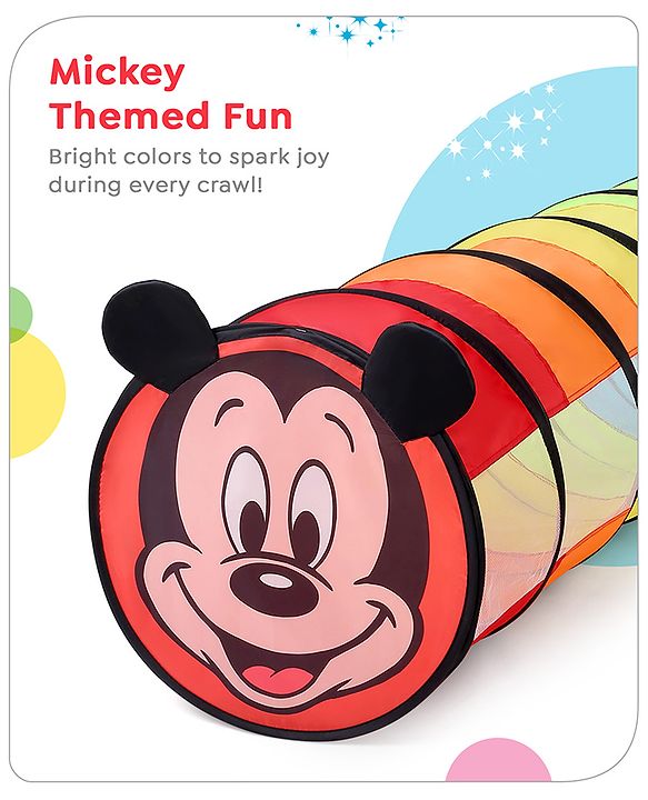 Babyhug Disney Mickey Crawling Play Tunnel for Toddlers|Colourful Pop up Crawl thorugh| Foldable Tunnel for Kids 2+ Years|MultiColour