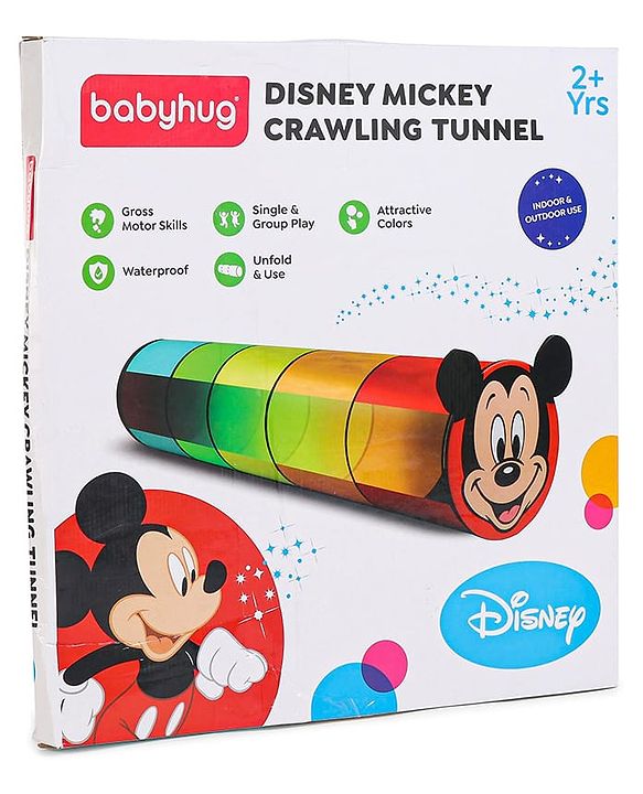 Babyhug Disney Mickey Crawling Play Tunnel for Toddlers|Colourful Pop up Crawl thorugh| Foldable Tunnel for Kids 2+ Years|MultiColour