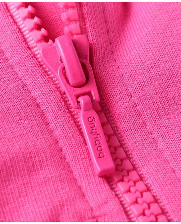 Babyhug Terry Knit Full Sleeves Text Print Hooded  Sweat Jacket & Taped Lounge Pant with Inner T-Shirt - Pink & White