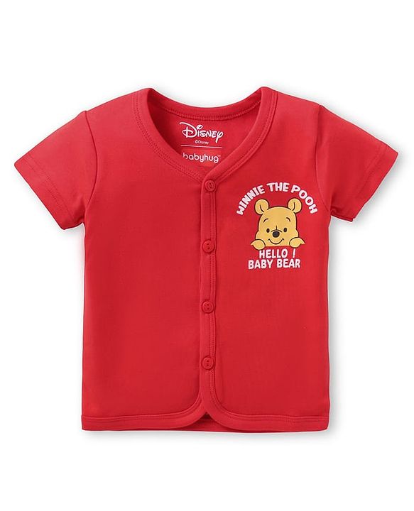 Babyhug Disney Interlock Knit Half Sleeves Jhablas With Winnie The Pooh & Friends Graphics Pack of 3 - Red Blue & White