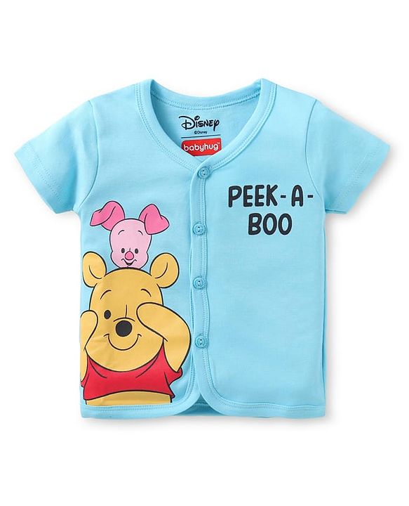 Babyhug Disney Interlock Knit Half Sleeves Jhablas With Winnie The Pooh & Friends Graphics Pack of 3 - Red Blue & White