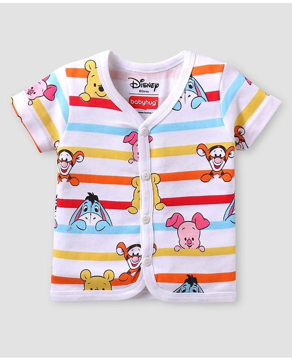 Babyhug Disney Interlock Knit Half Sleeves Jhablas With Winnie The Pooh & Friends Graphics Pack of 3 - Red Blue & White
