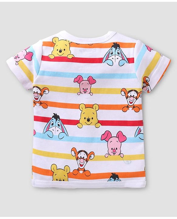 Babyhug Disney Interlock Knit Half Sleeves Jhablas With Winnie The Pooh & Friends Graphics Pack of 3 - Red Blue & White