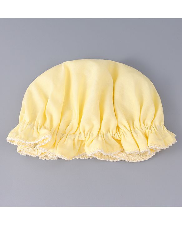 Babyhug Chiffon Bucket Hat with Floral Applique - Yellow
