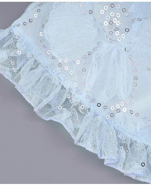 Babyhug Chiffon Bucket Hats with Sequin Applique - Light Blue