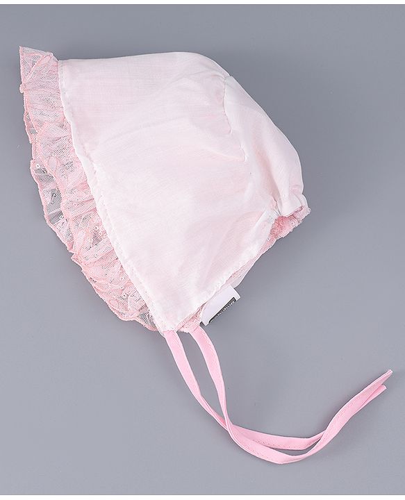 Babyhug Chiffon Bucket Hats with Sequin Applique - Light Pink