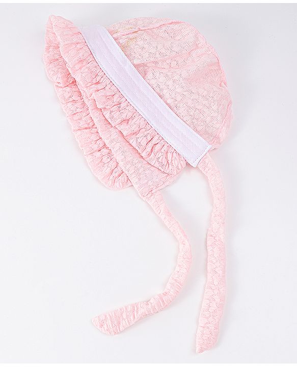 Babyhug Chiffon Bucket Hat with Knot & Ears Applique - Pink